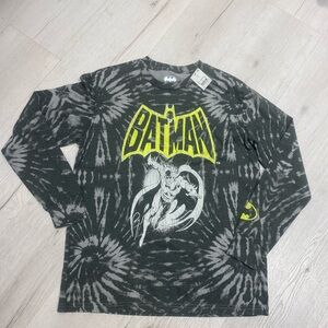 Batman Tie-Dye Long Sleeve Tee - Gray